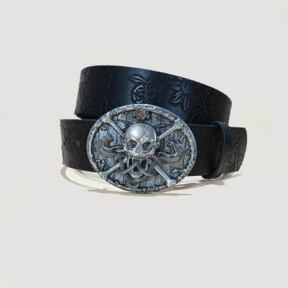 Punk Skull Plus size Leather Belt For women and men Harajuku Gothic Y2K Embossed Skeleton Hand Decoration Halloween Accessories