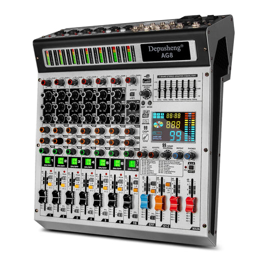 8 Channel Mixer Dj Mixing Console Bluetooth 48V Phantom Power Monitor Karaoke System Usb Mixer Audio For Stage Performance