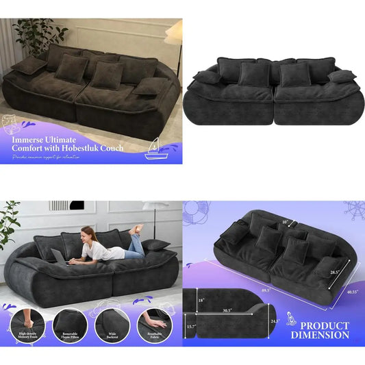 3-Seater Sectional Sofa with Chaise, 89 Comfortable Loveseat, Ideal for Small Spaces, Memory Foam Living Room Furniture