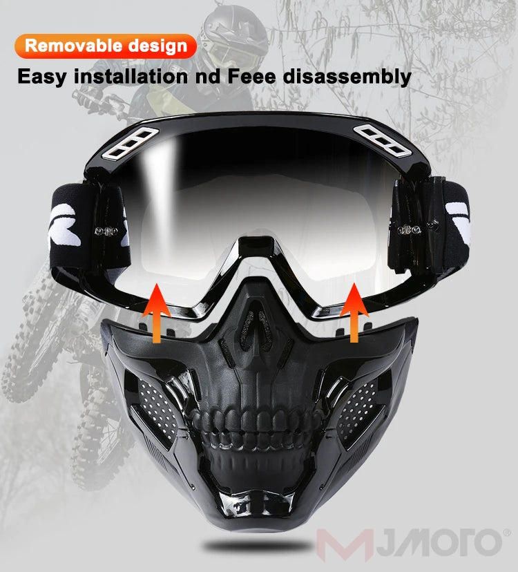 VEMAR Detachable Motorcycle Helmet Goggles Cycling Glasses Man Windproof Dust-proof Motocross Face Mask Goggles Glasses Block UV