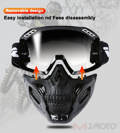 VEMAR Detachable Motorcycle Helmet Goggles Cycling Glasses Man Windproof Dust-proof Motocross Face Mask Goggles Glasses Block UV