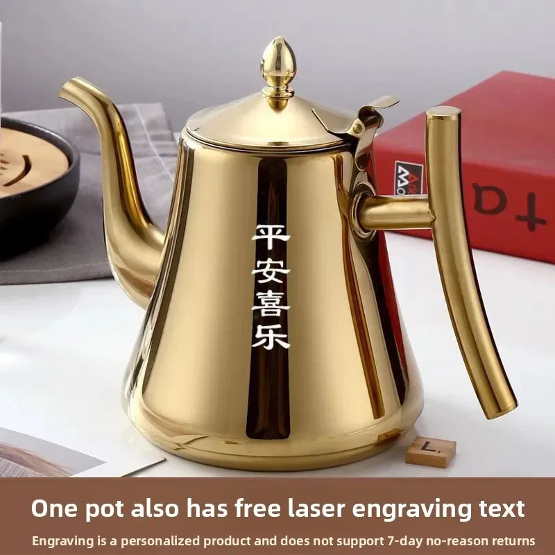 1L/1.5L Gold Teapot with Infuser Stainless Steel Water Kettle Tea pot Polish Fashion Durable Coffee Cold Water Pot Home Tea Tool