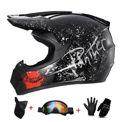 Motocross and Off-Road Helmet Set - Extreme Youth Challenge Full Helmet, Goggles, Gloves, and Protective Gear