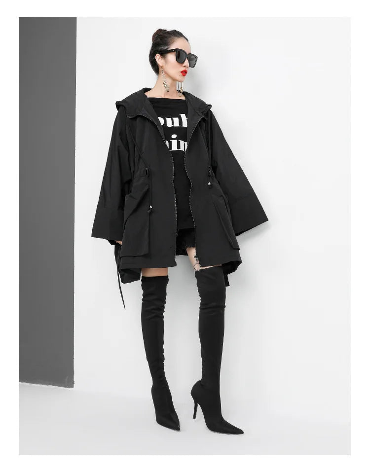Amax luluE 2025 Fashion Korean Fall Ladies Loose Streetwear Womens Long Hooded Trench Coat Oversized Windbreaker Casual Clothes
