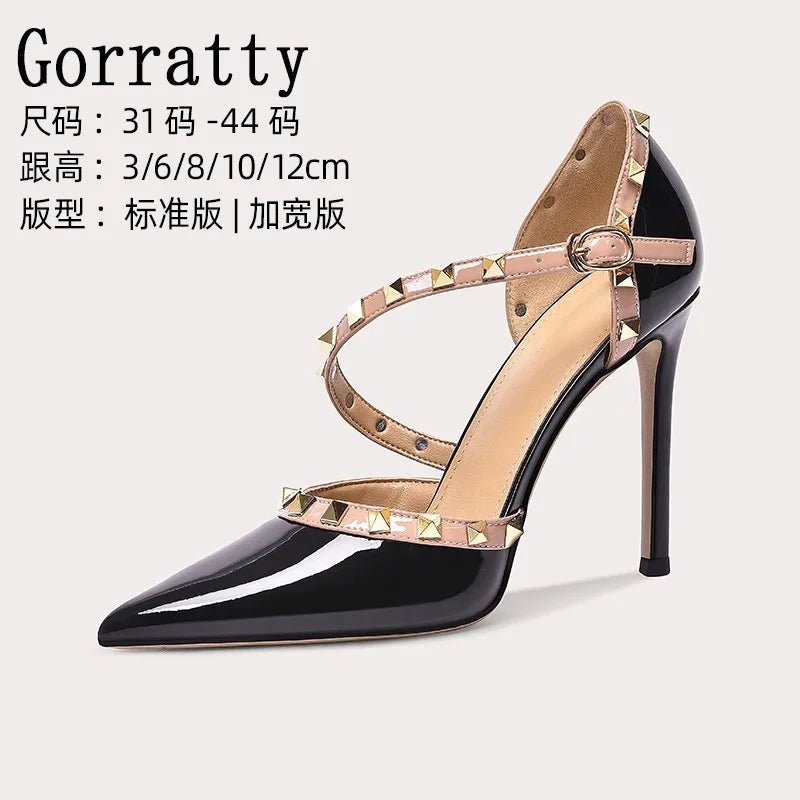 2025 Black High Heels 12cm 10cm 8cm Women's Shoes Thin Heels Pointed Head Ladies Pumps Microfiber Shallow Stiletto Banquet Shoes