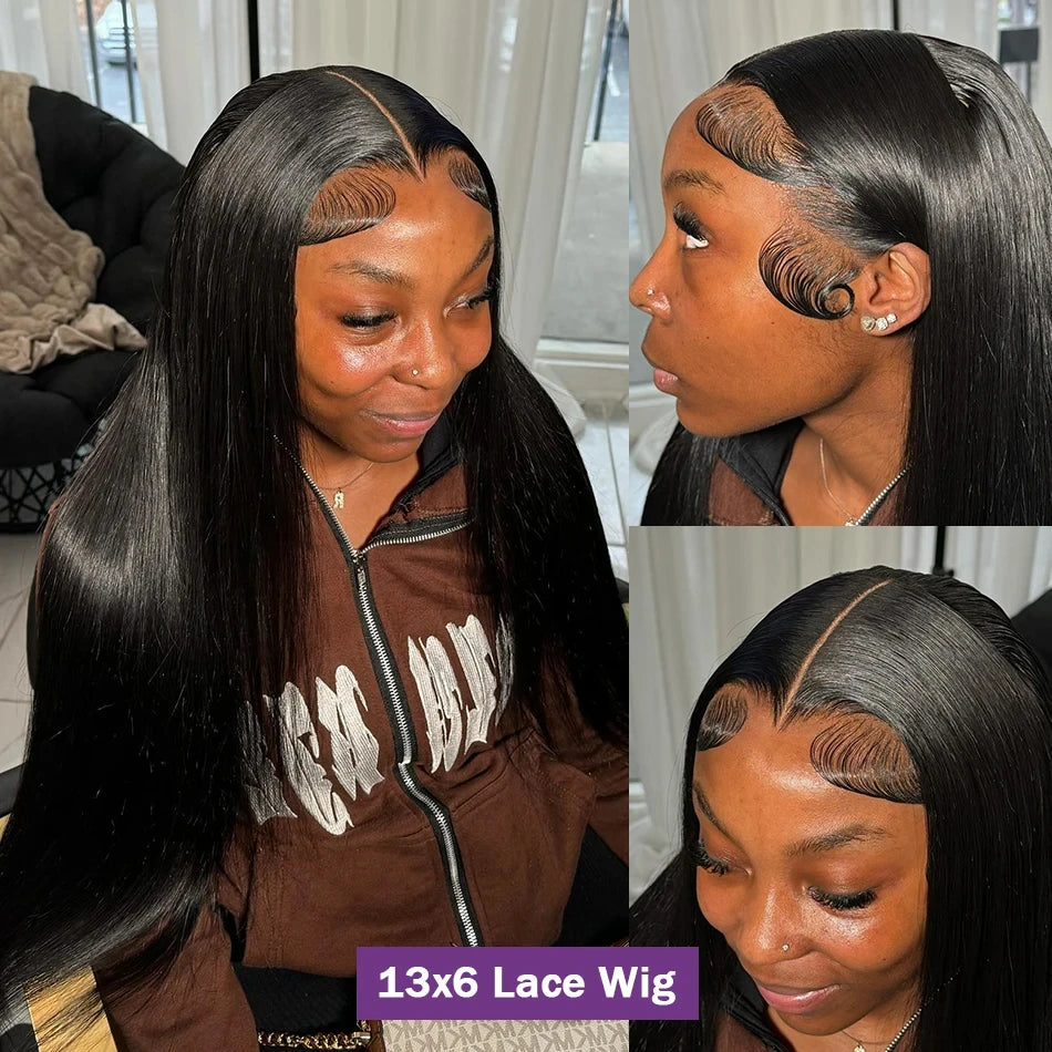 40 50 Inch 13x6 Bone Straight HD Transparent Lace Frontal Wig 250 Density Lace Front Human Hair Wigs 360 Full Lace Wig For Women