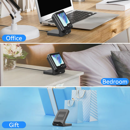 Wireless Charger for Samsung Galaxy Z Flip, 15W Fast Wireless Charging Stand, Compatible with Z Flip 7/6/5/4, for Motorola Razr/Razr+/Razr Ultra 2025, Non-Fold