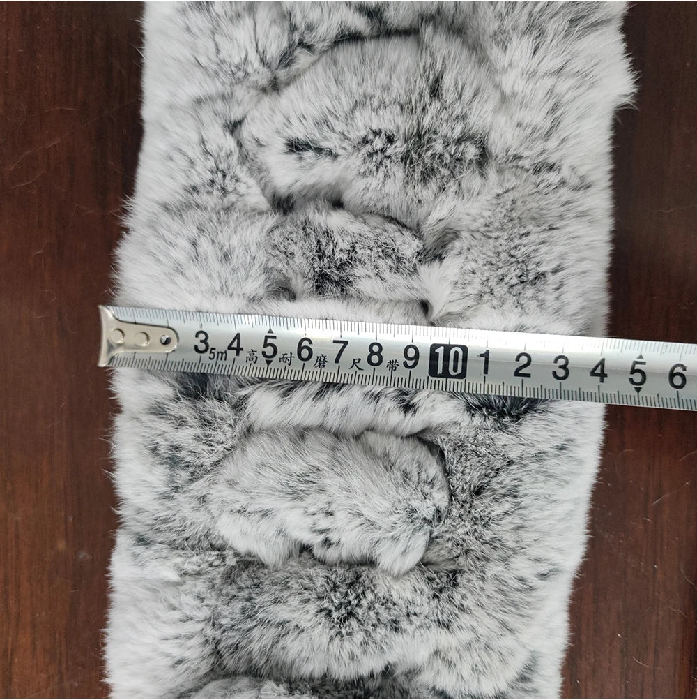 Winter Women Knitted Real Rex Rabbit Fur Scarf Natural Soft Long Style Rex Rabbit Fur Muffler Lady Warm 100% Genuine Fur Scarves