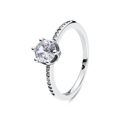 Original 925 Sterling Silver Ring Love Heart Pave CZ Crystal Stackable Rings For Women Wedding Engagement Birthday Gift Jewelry