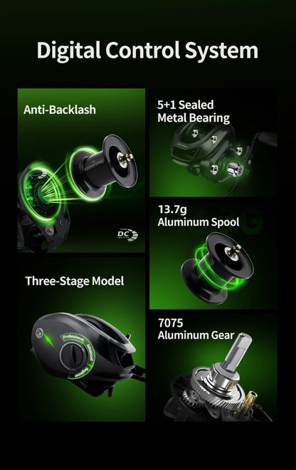 Huidiao TRAILSEEKER D1 Ultralight DC Baitcasting Reel 155g BFS Baitcaster 7.2:1 Zero Backlash 5+1BB for Bass Finesse Fishing