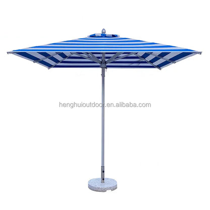 Pink Yellow Blue Striped Parasols Umbrellas Outdoor Luxury Aluminium Market Style Beach Umbrella with Fringe Outdoor for Shop