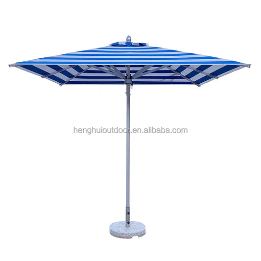 Pink Yellow Blue Striped Parasols Umbrellas Outdoor Luxury Aluminium Market Style Beach Umbrella with Fringe Outdoor for Shop