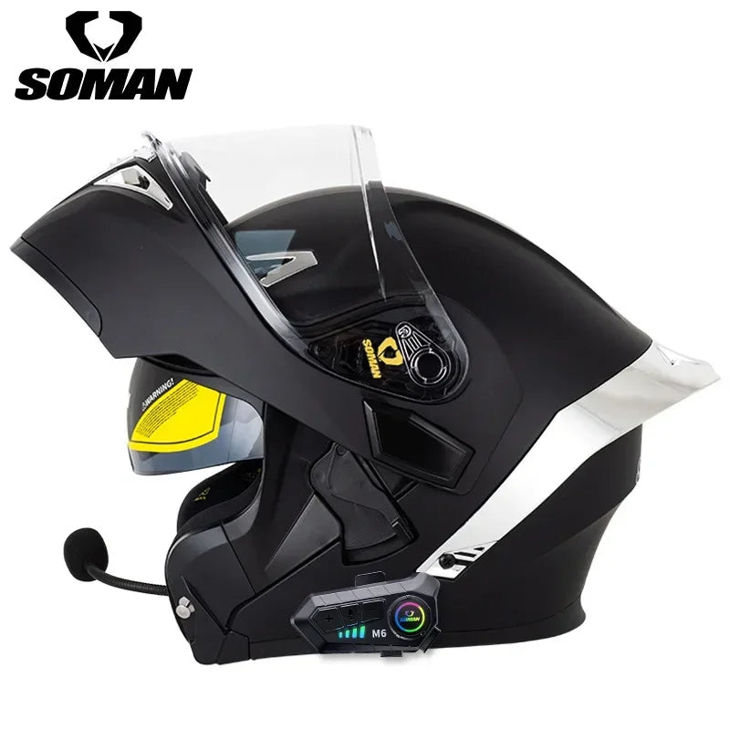 SOMAN Modular Helmet Flip Full Face Motorcycle Helmet Dual Visor Lens Racing Casco casque moto approved 오토바이핼멧