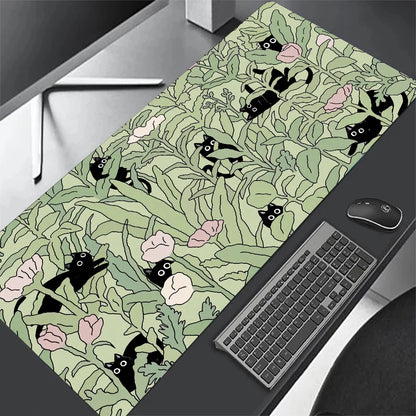 Black Cat Clouds Fast Delivery Keyboard pad lock-edge Extended Mousepad kawaii Pink Purple Office desktop protection pad XXL rug
