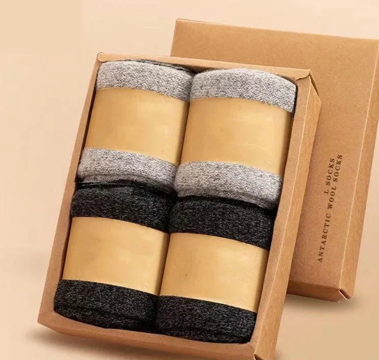 4Pairs/Lot Men's Winter Super Thick Thermal Socks Wool Men Women Solid High Quality Merino Wool Socks Cold Snow Warm Wool Socks
