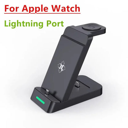 3 in 1 Wireless Charger Stand Fast Charging Station - for iPhone 17-12/X Apple Watch AirPods Samsung Galaxy S25/S23/S22 Charger