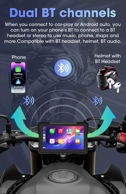 7 inch Motorcycle CarPlay Screen With TPMS GPS for Moto Navigation Display Screen Android Auto Digital Motorcycle Dashboard BT