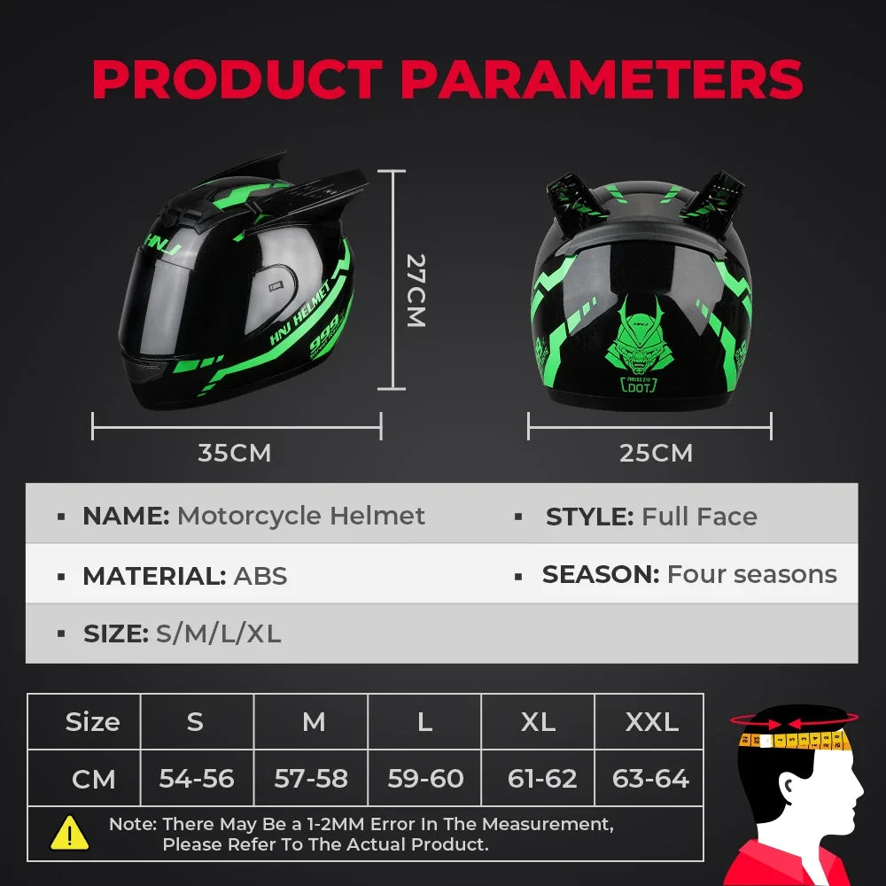 KEMITOUR Full Face Motorcycle Helmet DOT Certification Cat Ear Safety Moto Helmet For Women Men Breathable Gift For Girlfriend