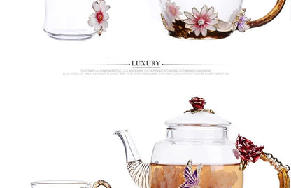 Hand-painted Enamel Color Tea Pot Heat-resistant Glass Single Teapot High-grade Flower Kungfu Water Pots Kettle