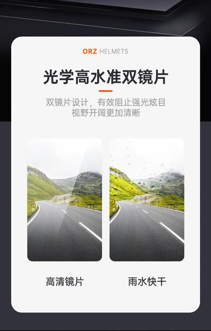 ORZ-103 Motorcycle Dual-Lens Helmet Men Women Bluetooth Full Helmet All Seasons Flip Helmet with Tail Wing DOT Certification