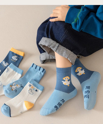 10 Pairs Boys Cartoon Duck Socks Children Baby Toddler Sport Socks School Student Spring Autumn Soft Kids Fashion Mid Tube Socks