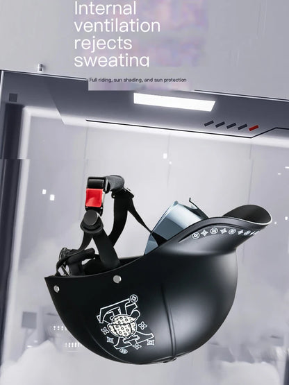 New Cafe Racer Chopper Scooter Safety Hard Hat Half Face Vintage Summer Cap Motorcycle Half Helmet Baseball Cap Style