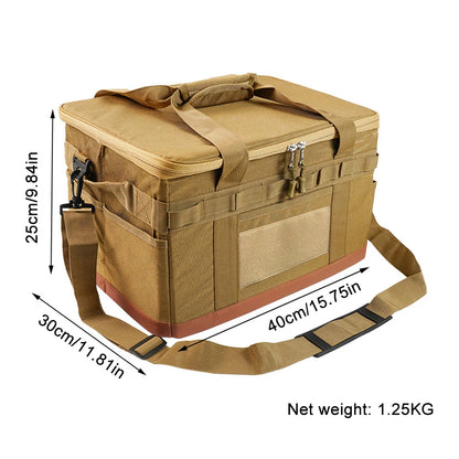 30L Camping Cooking Utensil Organizer Large Capacity Hard Picnic Storage Bag Detachable Multifunctional Utility Camping Supplies