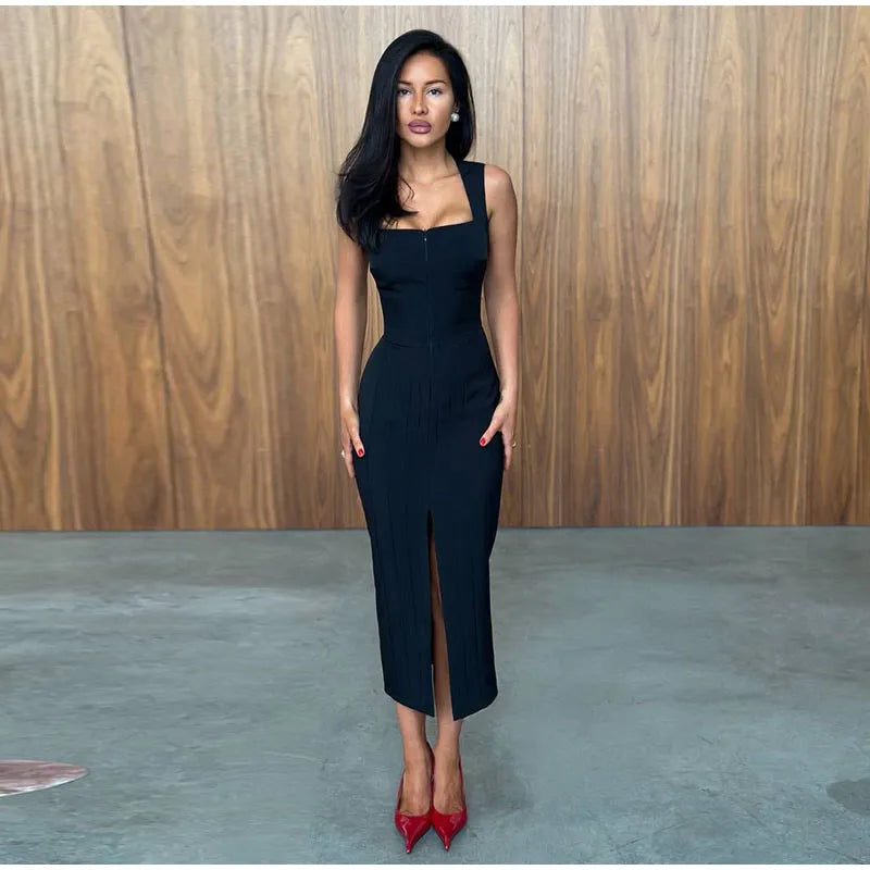 Sheer Mesh Overlay Lace Hem Slip Midi Dress Slim Spaghetti Strap 2026 Summer Elegant Women Bodycon Dress Trendy Date Lady Gown