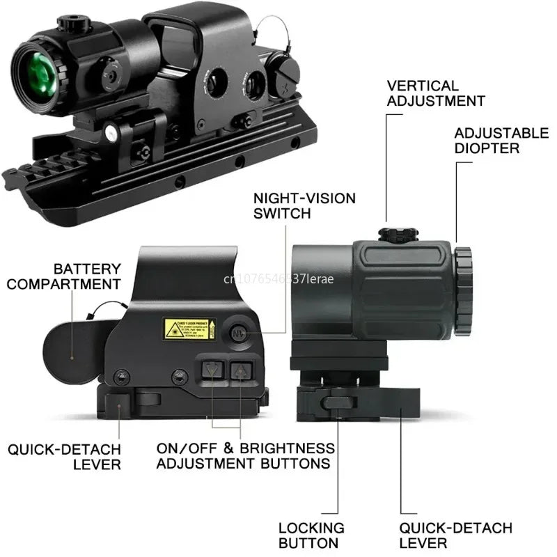 Hot Sale 558 Holographic Collimator Red Dot Sight G43/G33 3X G45 5X Magnifier Airsoft Hunting Gear W/20mm Rail Mounts & QD Lever