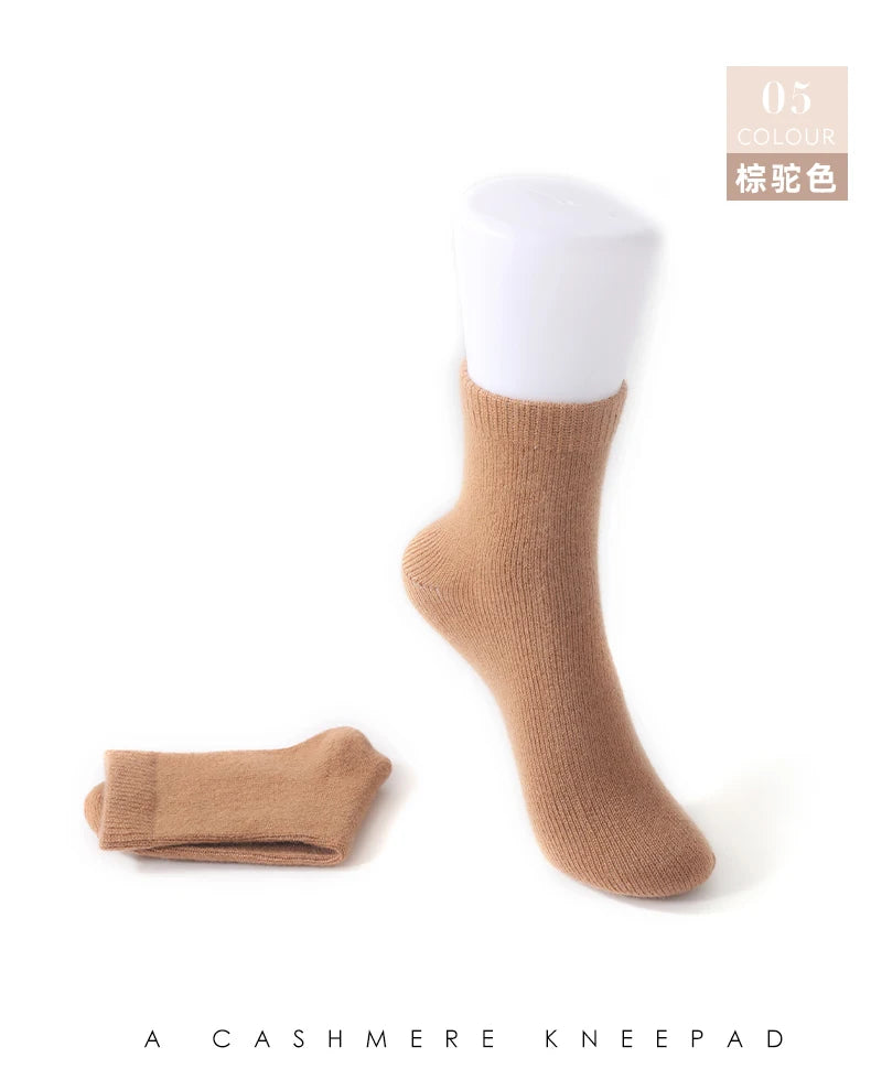 100% Cashmere Socks Women's Knitted Long Tube Socks High Elasticity Warm Straight Tube Socks Autumn Winter Mid Tube Sock