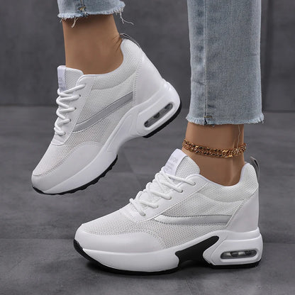 Fashion Women's Platform Shoes Invisible Height-increasing Casual Shoes Ladies Breathable Air-cushion Walking Traveling Shoes