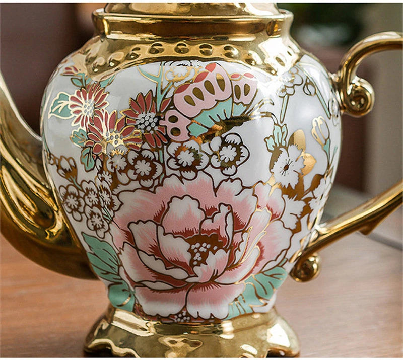 900ML European British Teapot  Porcelain High-Capacity Tea Pot With Filter Luxury Teaware Heat Resistant Kettle Pot Ceramic