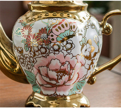 900ML European British Teapot  Porcelain High-Capacity Tea Pot With Filter Luxury Teaware Heat Resistant Kettle Pot Ceramic