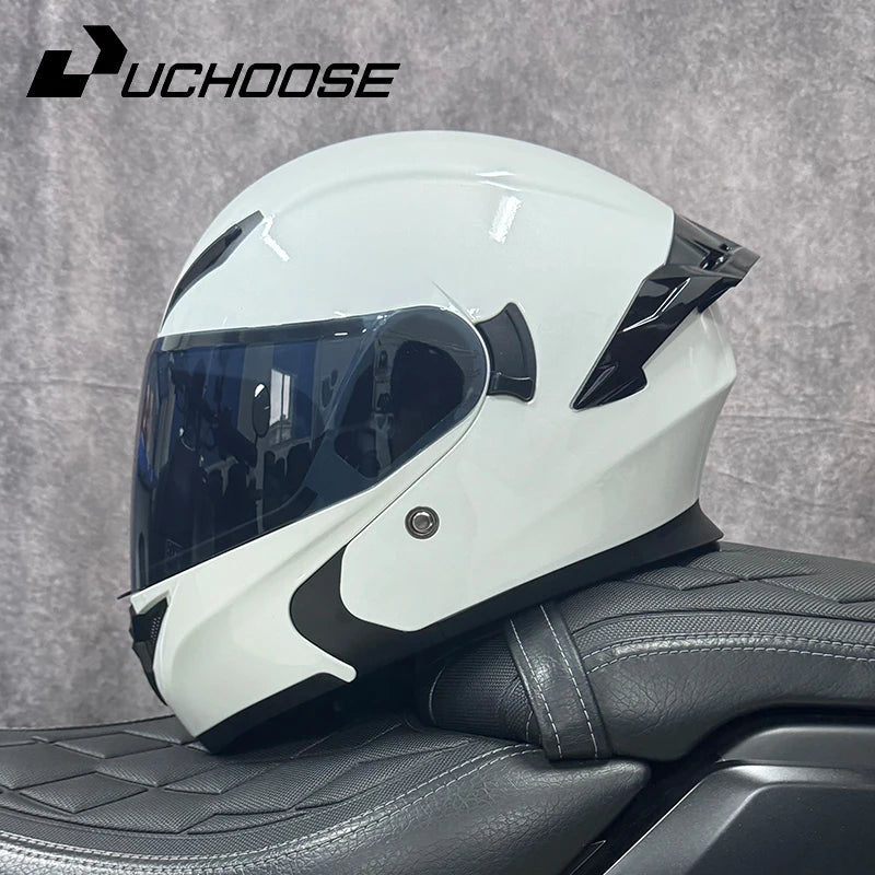 Uchoose DOT Approved Helmets Crash Motorbike Protective Gear Men Women Flip Up Helmet Motorcycle Double Sun Visor