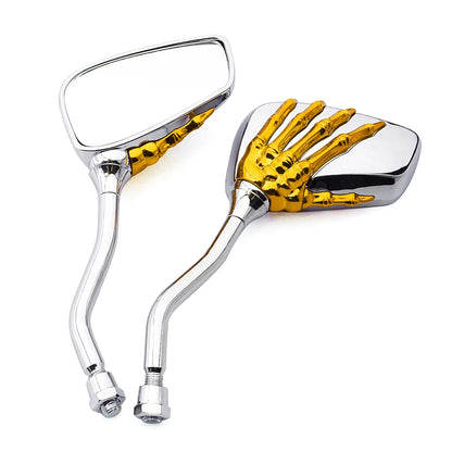 Universal Motorcycle Skull Hand Claw Rear-View Side Mirror Universal Fit Mirror Bolt For Street Sport Bike Chopper Cruiser