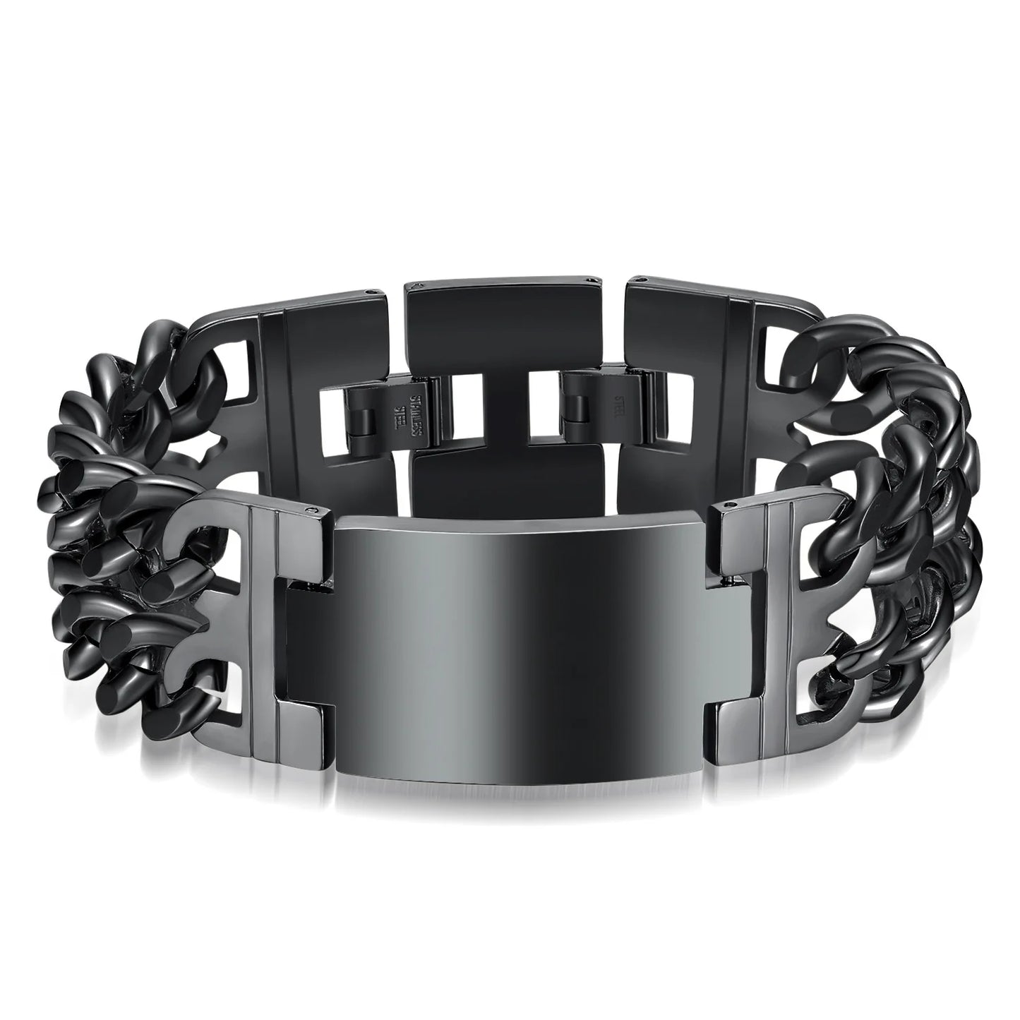 HNSP 24MM Width 316L Stainless Steel Cuban Chain Cross Bracelet For Men Jewelry Male Hand Chain Wrap Bracelets Punk Accessory
