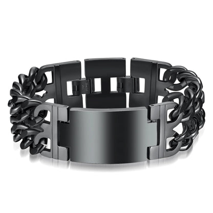 HNSP 24MM Width 316L Stainless Steel Cuban Chain Cross Bracelet For Men Jewelry Male Hand Chain Wrap Bracelets Punk Accessory
