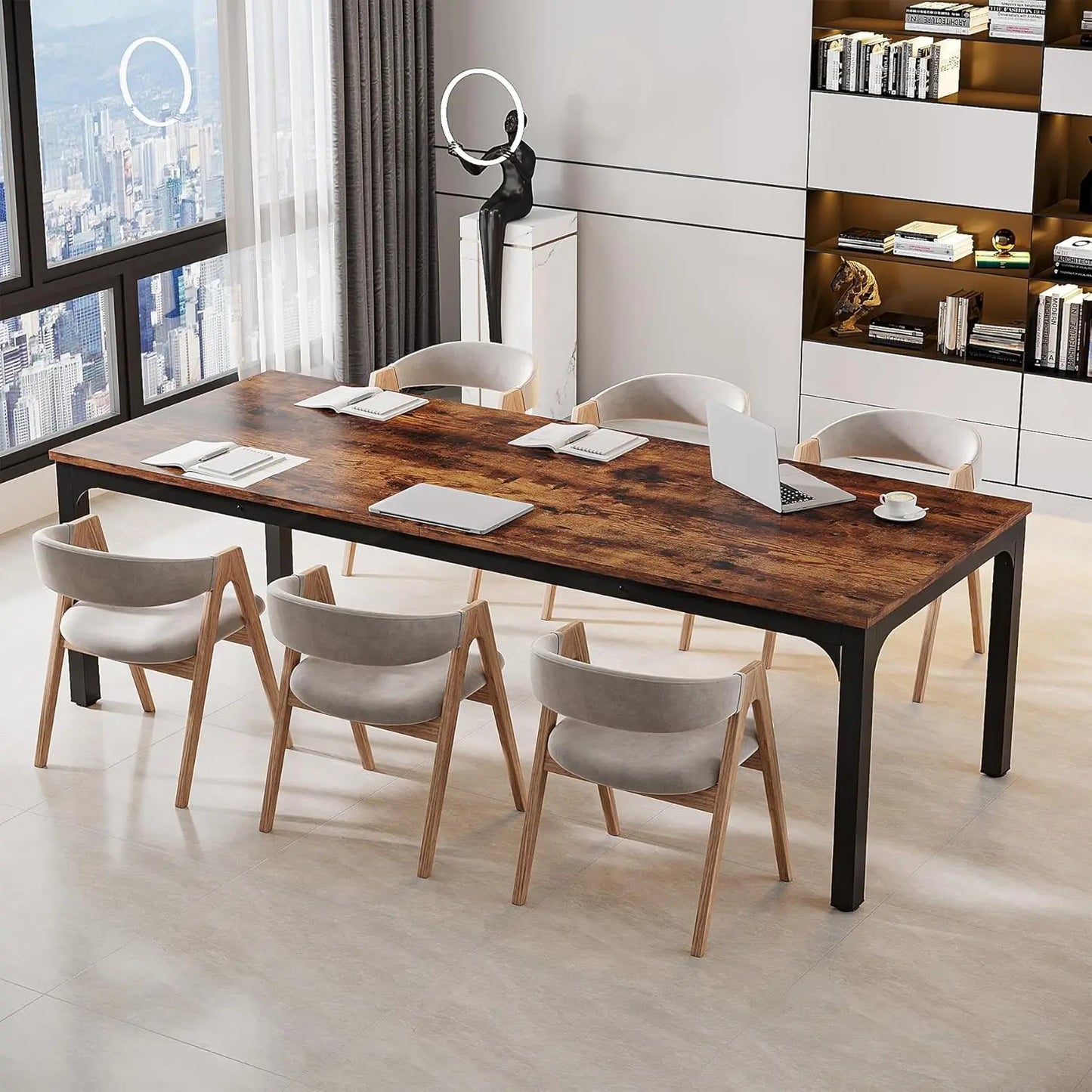 6.5 FT Conference Room Table, 78.74" W x 27.56" D Large Office Conference Table, Modern Seminar Meeting Table Desk, Customized