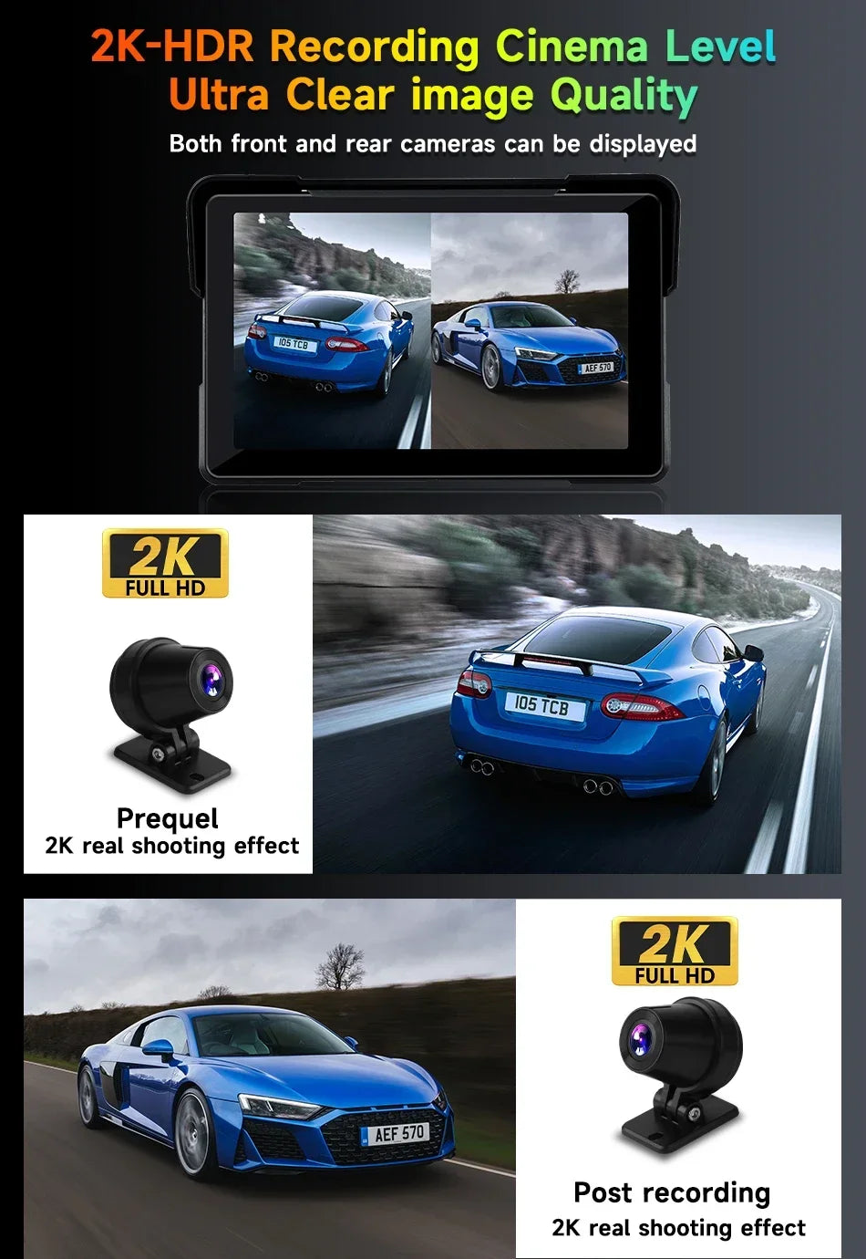 Jansite 7 inch 2K Motorcycle Upgrade Module DVR Navigation GPS Wireless CarPlay Waterproof IPX7 TPMS Portable Smart Display Cam