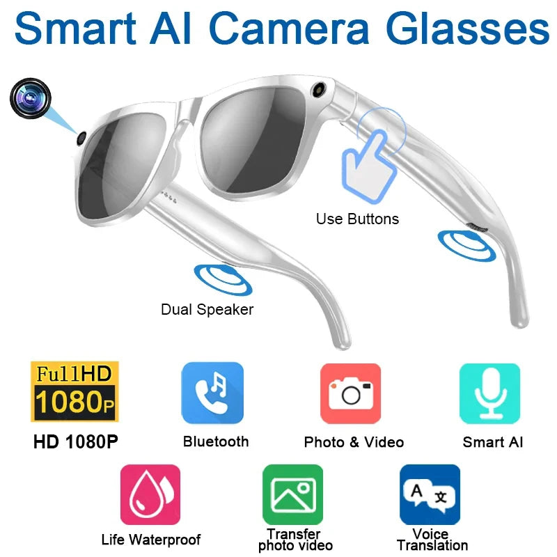 Xiaomi 8K AI Smart Glasses With 100MP Camera Chat GPT Touch Sport Sunglasses Bluetooth Call Video Music Player ForMen Women