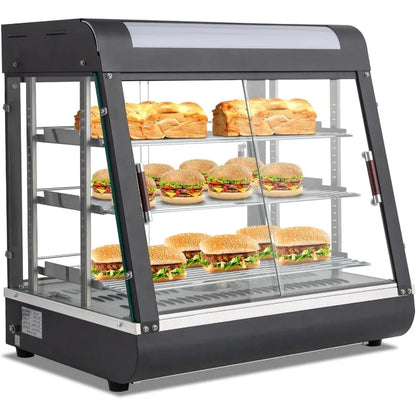 26" Commercial Food Warmer Display Pizza Warmer, Removable Shelves Glass Door, Pastry Display Case for Buffet Restaurant 1200W