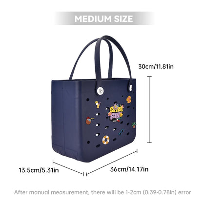 L Large Beach Bag EVA Rubber Waterproof Beach Travel Picnic Storage Basket Women's Shopping Handbag Hemp Bag Jelly Tote Bag