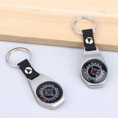Outdoor Camping and Hiking Accessory: Durable Metal Compass Keychain Carabiner.