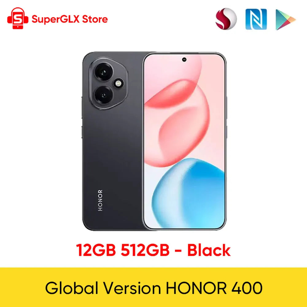 New HONOR 400 5G Smartphone Global Version Snapdragon 7 Gen 3 6.55" AMOLED Display 200MP Dual Camera 6000mAh 80W SuperCharge NFC