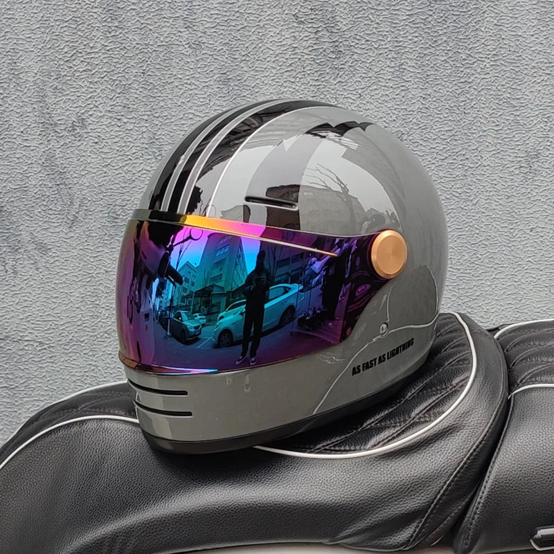 ORZ Retro full face motorcycle helmet - Classic design, suitable for both men and women, with safety protection certified by 806