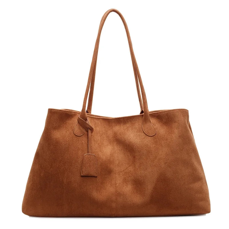 Elegant Shoulder Bag Pouch Suede Shoulder Bag Korean Style Storage Suede Handbag Suede Bucket Bag All-match Underarm Tote Bag
