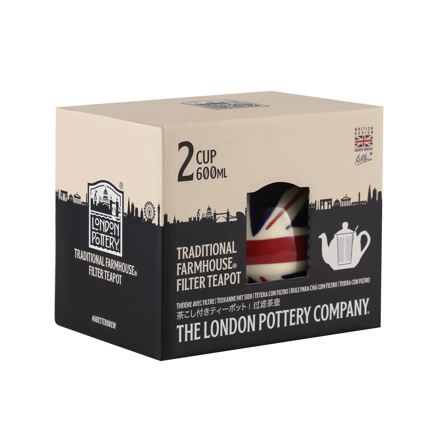 London Pottery Hand-painted flag Series 2 Cup Teapot British 600ml Ceramic Teapot with Stainless Infuser for Loose Tea Tea Set