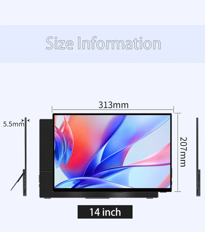 14'' 4K OLED Portable Monitor 16:10 3840*2400p 500Nits USB-C HDMI-Compatible External Gaming Monitor for PS5 Switch Laptop MacOS