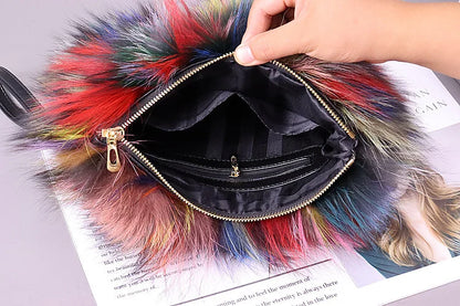 Fashion Fur Bag Autumn And Winter Real Fur Bags Fluffy Fox Fur Messenger Bags For Female Luxury Fur Handbag Warm Plush Handbag