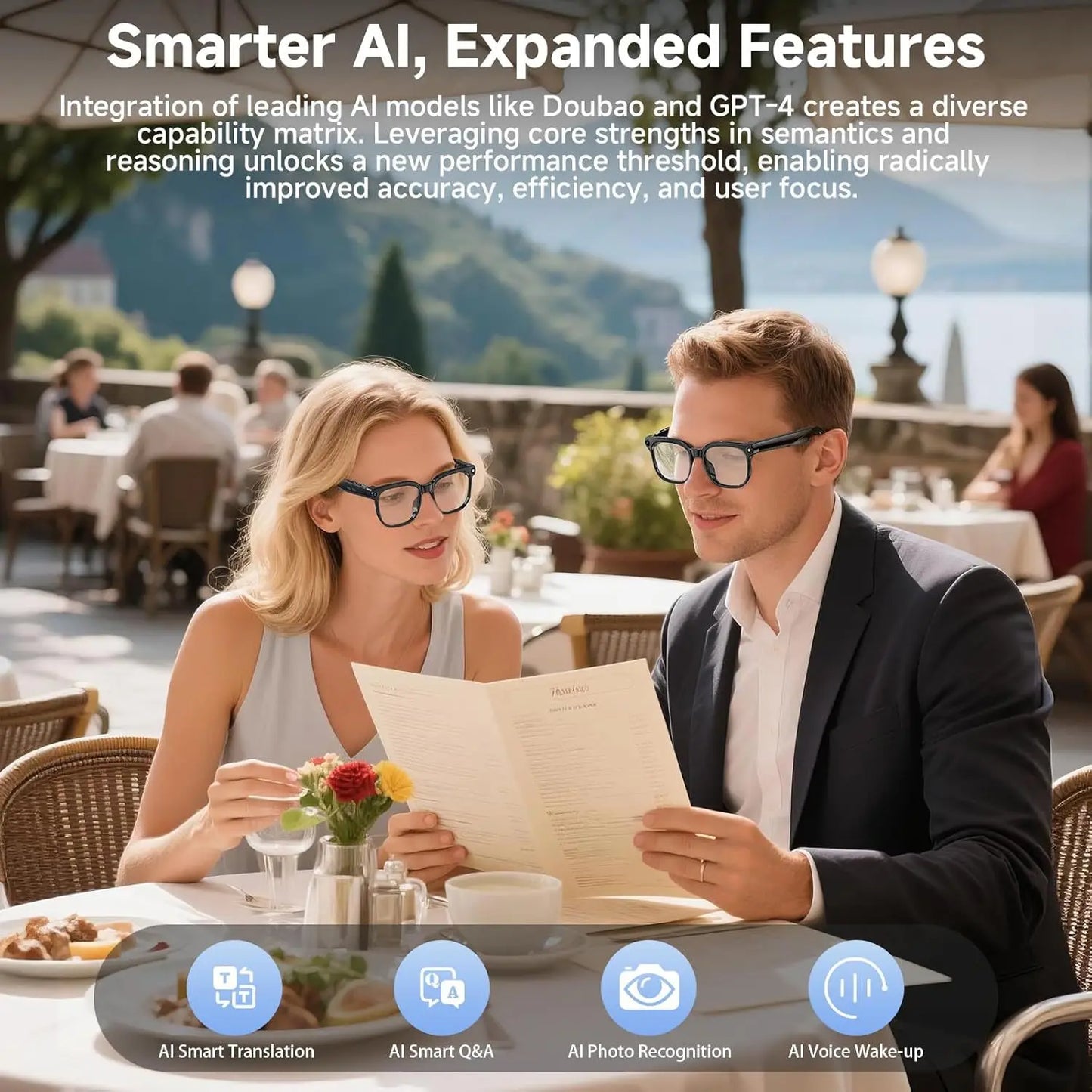 M02S smart glasses 8MP camera real-time translation and navigation Bluetooth call AI glasses, suitable for business work
